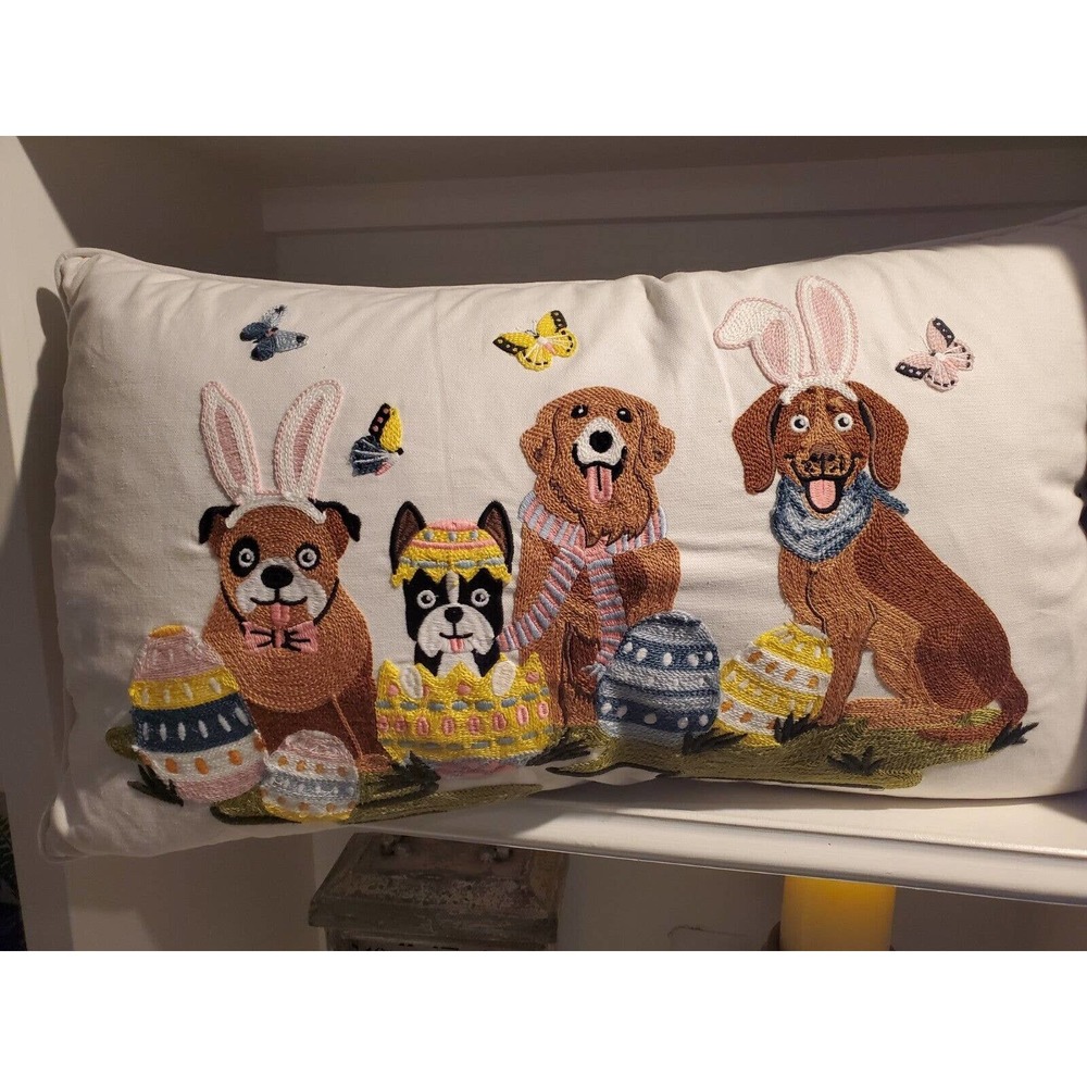 Hippity Hoppity Decorative Dog Pillow Easter
